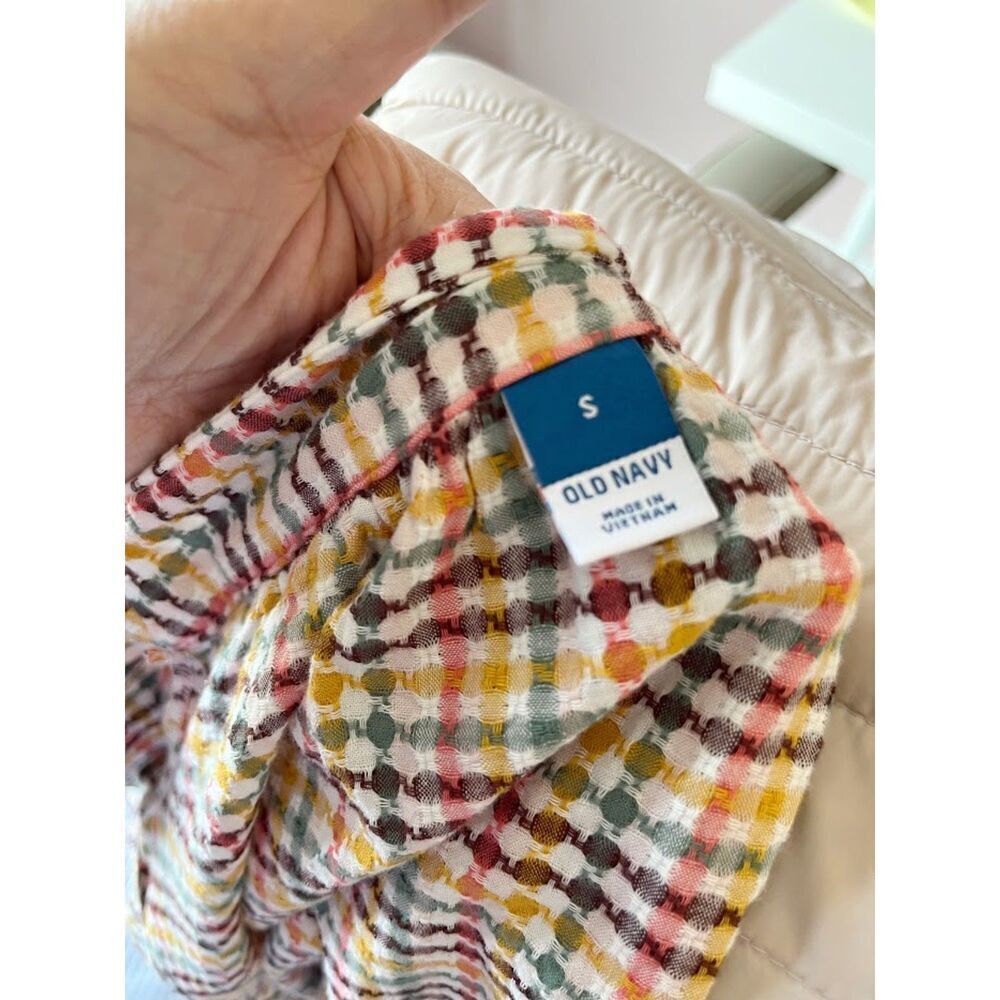 Old Navy Multicolor Plaid Dobby Gingham Puff Sleeve Textured Swing Dress - Picture 10 of 11